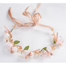 Vintage Floral Hair Band Vine Headband Flower Girl Boho Tiara Women Bridal Wedding Headpiece Ribbon Crown Wreath