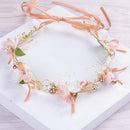 Vintage Floral Hair Band Vine Headband Flower Girl Boho Tiara Women Bridal Wedding Headpiece Ribbon Crown Wreath