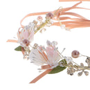 Vintage Floral Hair Band Vine Headband Flower Girl Boho Tiara Women Bridal Wedding Headpiece Ribbon Crown Wreath