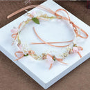 Vintage Floral Hair Band Vine Headband Flower Girl Boho Tiara Women Bridal Wedding Headpiece Ribbon Crown Wreath