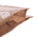 White Lace Women Handbag Brown Linen Shopping Bag Rustic Flower Bag Decor