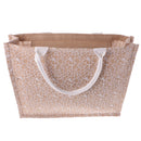 White Lace Women Handbag Brown Linen Shopping Bag Rustic Flower Bag Decor