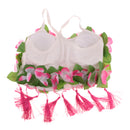 8PCS/SET Women Girls Ladies Fashionable Hula Grass Skirt Top Wrist Ankle Flower Hawaiian Costume Summer Beach Party Supplies 60CM Pink