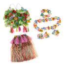 8PCS/SET Women Girls Ladies Fashionable Hula Grass Skirt Top Wrist Ankle Flower Hawaiian Costume Summer Beach Party Supplies Multi-Color