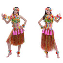 8PCS/SET Women Girls Ladies Fashionable Hula Grass Skirt Top Wrist Ankle Flower Hawaiian Costume Summer Beach Party Supplies Multi-Color