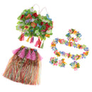 8PCS/SET Women Girls Ladies Fashionable Hula Grass Skirt Top Wrist Ankle Flower Hawaiian Costume Summer Beach Party Supplies Multi-Color