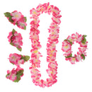 8PCS/SET Women Girls Ladies Fashionable Hula Grass Skirt Top Wrist Ankle Flower Hawaiian Costume Summer Beach Party Supplies Clothing Accessory 80CM Pink