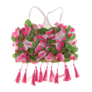 8PCS/SET Women Girls Ladies Fashionable Hula Grass Skirt Top Wrist Ankle Flower Hawaiian Costume Summer Beach Party Supplies Clothing Accessory 80CM Pink