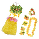 8PCS/SET Women Girls Ladies Fashionable Hula Grass Skirt Top Wrist Ankle Flower Hawaiian Costume Summer Beach Party Supplies Clothing Accessory 80CM Yellow