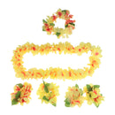 8PCS/SET Women Girls Ladies Fashionable Hula Grass Skirt Top Wrist Ankle Flower Hawaiian Costume Summer Beach Party Supplies Clothing Accessory 80CM Yellow