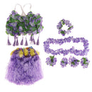 8PCS/SET Women Girls Ladies Fashionable Hula Grass Skirt Top Wrist Ankle Flower Hawaiian Costume Summer Beach Party Supplies 80CM Purple