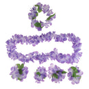 8PCS/SET Women Girls Ladies Fashionable Hula Grass Skirt Top Wrist Ankle Flower Hawaiian Costume Summer Beach Party Supplies 80CM Purple