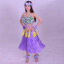 8PCS/SET Women Girls Ladies Fashionable Hula Grass Skirt Top Wrist Ankle Flower Hawaiian Costume Summer Beach Party Supplies 80CM Purple