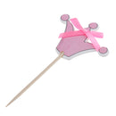 Pack of 12 Crown Style Cake Topper w/ Ribbon Bow Home Party Cake Centerpieces Pink