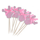 Pack of 12 Crown Style Cake Topper w/ Ribbon Bow Home Party Cake Centerpieces Pink