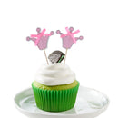 Pack of 12 Crown Style Cake Topper w/ Ribbon Bow Home Party Cake Centerpieces Pink