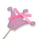 Pack of 12 Crown Style Cake Topper w/ Ribbon Bow Home Party Cake Centerpieces Pink