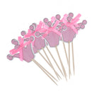 Pack of 12 Crown Style Cake Topper w/ Ribbon Bow Home Party Cake Centerpieces Pink