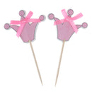 Pack of 12 Crown Style Cake Topper w/ Ribbon Bow Home Party Cake Centerpieces Pink