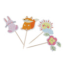 24/set Animals Flower Cake Cupcake Topper Pick for Kids Birthday Party DÃ©cor