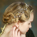 Elegant Women Lady Crystal Pearls Flower Headband Wedding Party Hair jewelry Costume