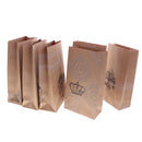 6pcs Kraft Block Bottom Black Round Stickers Paper Bags Party Sandwich Bread Food Wedding Candy Bags 15x22 cm