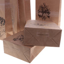6pcs Kraft Block Bottom Black Round Stickers Paper Bags Party Sandwich Bread Food Wedding Candy Bags 15x22 cm