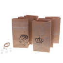 6pcs Kraft Block Bottom Black Round Stickers Paper Bags Party Sandwich Bread Food Wedding Candy Bags 15x22 cm