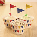 Pennant Series Cupcake Toppers Kit Cake Craft 12 Toppers & 12 Liners