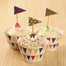 Pennant Series Cupcake Toppers Kit Cake Craft 12 Toppers & 12 Liners