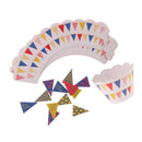 Pennant Series Cupcake Toppers Kit Cake Craft 12 Toppers & 12 Liners