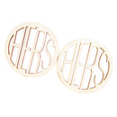 Wooden Coasters Drinks Cup Mats Set Hers and Hers Lesbian Wedding Housewarming Gift