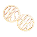 Pair Wedding Hers His Wooden Coaster Holder Coffee Tea Drinks Cup Mat Carved Pad