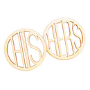 Pair Wedding Hers His Wooden Coaster Holder Coffee Tea Drinks Cup Mat Carved Pad