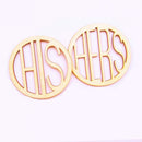Pair Wedding Hers His Wooden Coaster Holder Coffee Tea Drinks Cup Mat Carved Pad