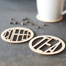 Coffee & Tea Wooden Coasters Drinks Cup Mats Set Wedding Housewarming Gift