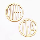 Coffee & Tea Wooden Coasters Drinks Cup Mats Set Wedding Housewarming Gift