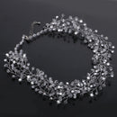 Elegant Women Lady Crystal Rhinestone Necklace Earrings with Headband Wedding Jewelry Sets