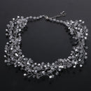 Elegant Women Lady Crystal Rhinestone Necklace Earrings with Headband Wedding Jewelry Sets