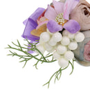Wedding Groom Bride Boutonniere Corsage Flower Brooch Pin Ribbon Purple