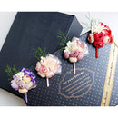 Wedding Groom Bride Boutonniere Corsage Flower Brooch Pin Ribbon Purple