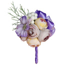 Wedding Groom Bride Boutonniere Corsage Flower Brooch Pin Ribbon Purple