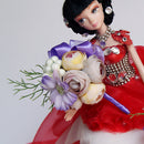 Wedding Groom Bride Boutonniere Corsage Flower Brooch Pin Ribbon Purple