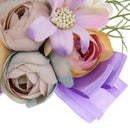 Wedding Groom Bride Boutonniere Corsage Flower Brooch Pin Ribbon Purple
