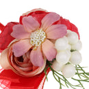 Wedding Groom Bride Boutonniere Corsage Flower Brooch Pin Ribbon Red