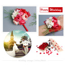 Wedding Groom Bride Boutonniere Corsage Flower Brooch Pin Ribbon Red