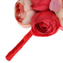 Wedding Groom Bride Boutonniere Corsage Flower Brooch Pin Ribbon Red