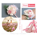 Bridesmaid Sisters Corsage Bracelet Hand Flowers Wedding Supply Pink