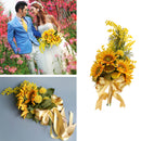 Wedding Bridal Bridesmaid Artificial Sunflower Bouquet Hand Tied Flower