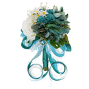 Artificial Bride Rose Daisies Holding Bouquet Silk Ribbon Wedding Flowers